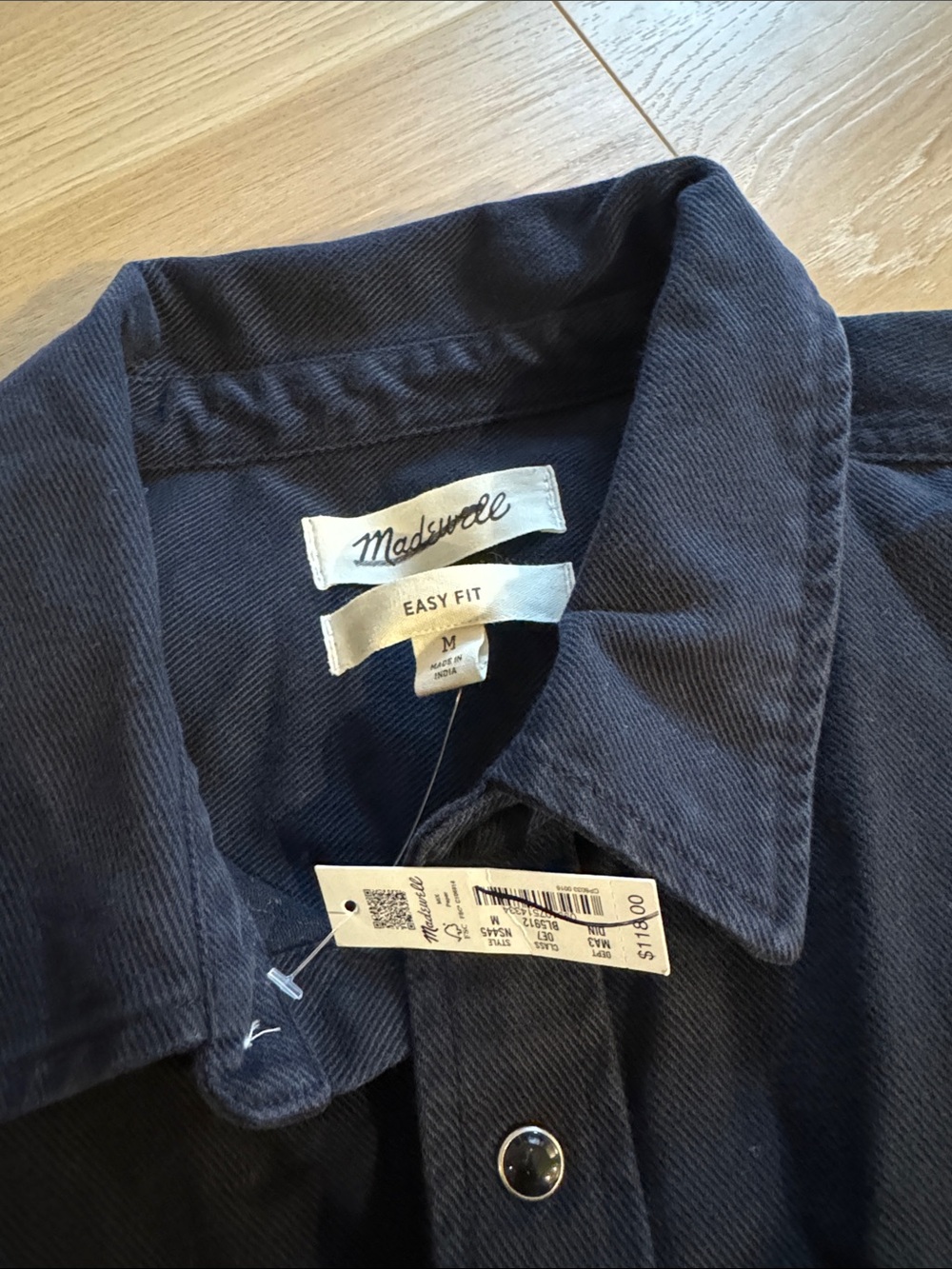 Madewell Men’s Western Shirt Button Up 100% Cotton Deep Indigo XL NWT New - Picture 9 of 10